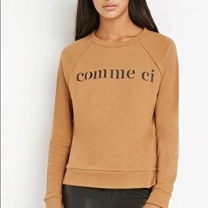 NWT FOREVER21 brown comme ci sweater sweatshirt